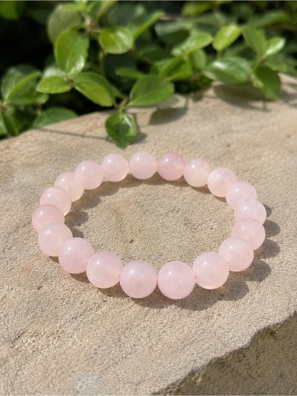 Rose Quartz Beaded Stretch Bracelet - Pink